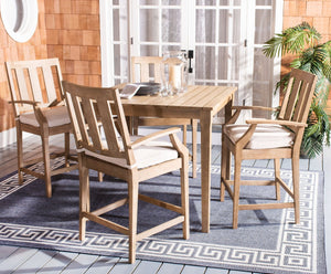 Safavieh SAN SALVADOR Patio Counter Stools – Stylish Eucalyptus Design for Outdoor Dining & Entertaining Natural / White CPT1020A-SET2