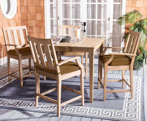 Safavieh SAN SALVADOR Patio Counter Stools – Stylish Eucalyptus Design for Outdoor Dining & Entertaining Natural / Brown CPT1020B-SET2