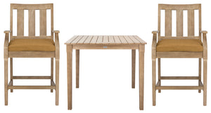 Safavieh San Salvador Patio Counter Stools - Stylish Eucalyptus Wood Design For Outdoor Entertaining Fun Natural ,Brown Wood ,Cushion Cpt1020b-set2