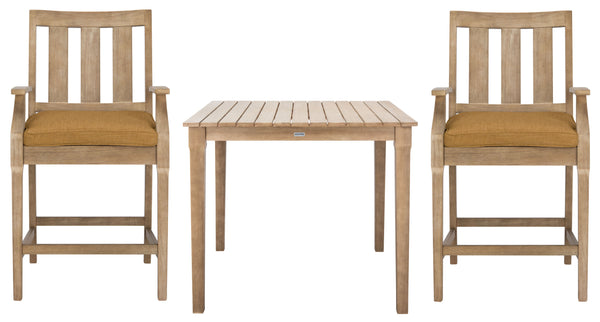 Safavieh San Salvador Patio Counter Stools - Stylish Eucalyptus Wood Design For Outdoor Entertaining Fun Natural ,Brown Wood ,Cushion Cpt1020b-set2