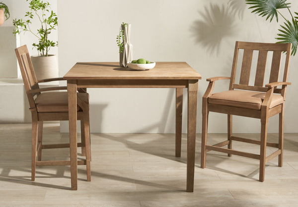 Safavieh San Salvador Patio Counter Stools - Stylish Eucalyptus Wood Design For Outdoor Entertaining Fun Natural ,Brown Wood ,Cushion Cpt1020b-set2