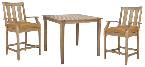 Safavieh San Salvador Patio Counter Stools - Stylish Eucalyptus Wood Design For Outdoor Entertaining Fun Natural ,Brown Wood ,Cushion Cpt1020b-set2