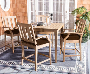 Safavieh SAN SALVADOR Patio Counter Stools – Stylish Eucalyptus Design for Outdoor Dining & Entertaining Natural / Dark Brown CPT1020C-SET2