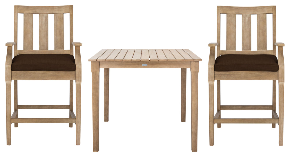 Safavieh San Salvador Patio Counter Stools - Stylish Eucalyptus Wood Design For Outdoor Entertaining Fun Natural ,Dark Brown Wood ,Cushion Cpt1020c-set2