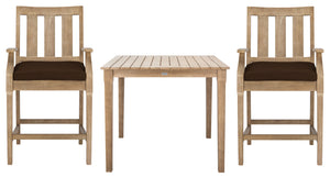 Safavieh San Salvador Patio Counter Stools - Stylish Eucalyptus Wood Design For Outdoor Entertaining Fun Natural ,Dark Brown Wood ,Cushion Cpt1020c-set2