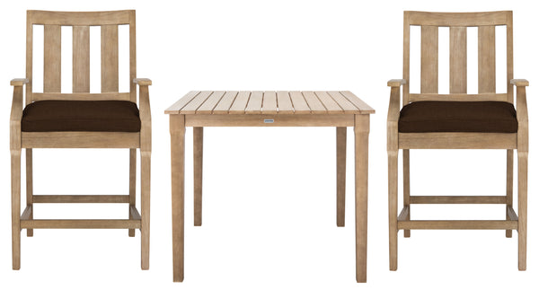 Safavieh San Salvador Patio Counter Stools - Stylish Eucalyptus Wood Design For Outdoor Entertaining Fun Natural ,Dark Brown Wood ,Cushion Cpt1020c-set2