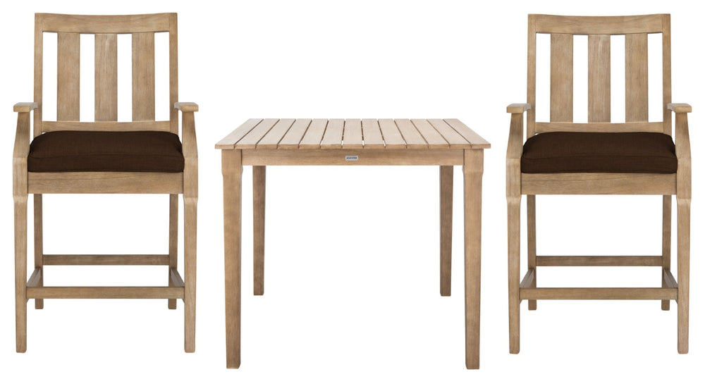 Safavieh SAN SALVADOR Patio Counter Stools – Stylish Eucalyptus Design for Outdoor Dining & Entertaining Natural / Dark Brown CPT1020C-SET2
