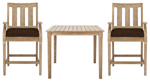 Safavieh SAN SALVADOR Patio Counter Stools – Stylish Eucalyptus Design for Outdoor Dining & Entertaining Natural / Dark Brown CPT1020C-SET2