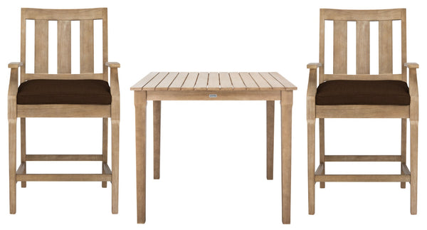Safavieh SAN SALVADOR Patio Counter Stools – Stylish Eucalyptus Design for Outdoor Dining & Entertaining Natural / Dark Brown CPT1020C-SET2