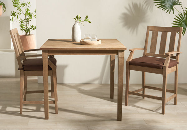 Safavieh San Salvador Patio Counter Stools - Stylish Eucalyptus Wood Design For Outdoor Entertaining Fun Natural ,Dark Brown Wood ,Cushion Cpt1020c-set2