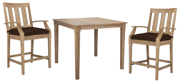 Safavieh San Salvador Patio Counter Stools - Stylish Eucalyptus Wood Design For Outdoor Entertaining Fun Natural ,Dark Brown Wood ,Cushion Cpt1020c-set2