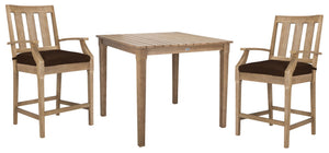 Safavieh SAN SALVADOR Patio Counter Stools – Stylish Eucalyptus Design for Outdoor Dining & Entertaining Natural / Dark Brown CPT1020C-SET2