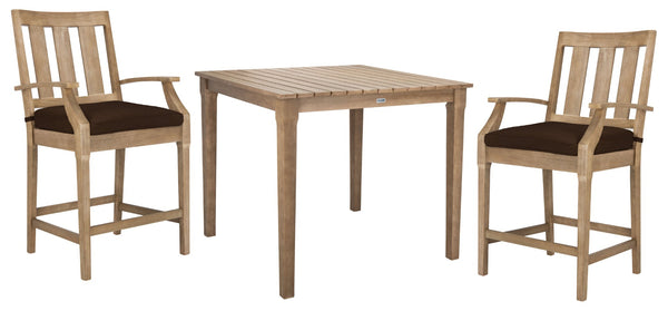 Safavieh SAN SALVADOR Patio Counter Stools – Stylish Eucalyptus Design for Outdoor Dining & Entertaining Natural / Dark Brown CPT1020C-SET2
