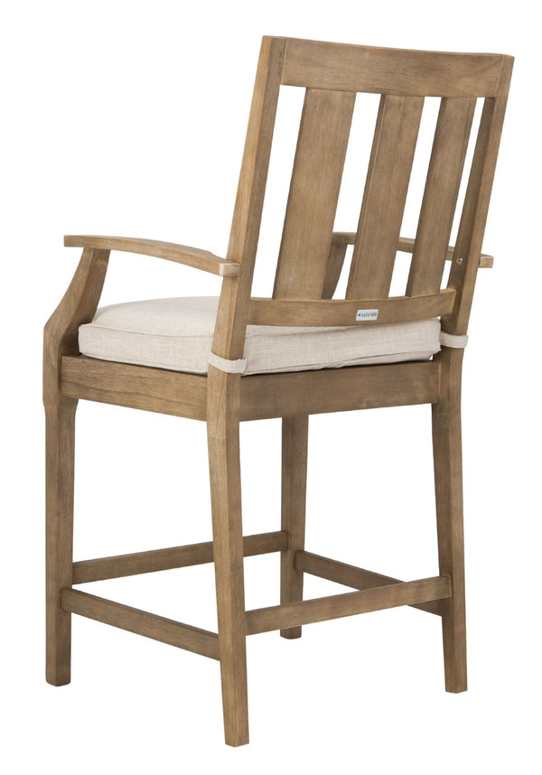 Safavieh SAN SALVADOR Patio Counter Stools – Stylish Eucalyptus Design for Outdoor Dining & Entertaining Natural / White CPT1020A-SET2