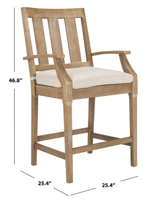 Safavieh SAN SALVADOR Patio Counter Stools – Stylish Eucalyptus Design for Outdoor Dining & Entertaining Natural / White CPT1020A-SET2