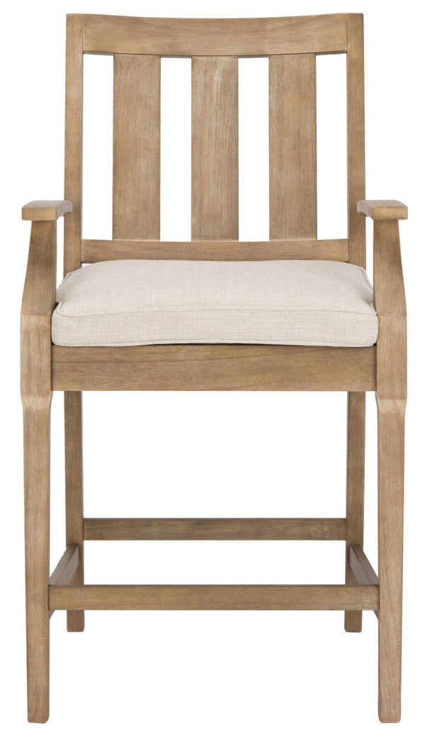 Safavieh SAN SALVADOR Patio Counter Stools – Stylish Eucalyptus Design for Outdoor Dining & Entertaining Natural / White CPT1020A-SET2