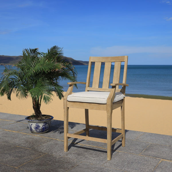 Safavieh SAN SALVADOR Patio Counter Stools – Stylish Eucalyptus Design for Outdoor Dining & Entertaining Natural / White CPT1020A-SET2