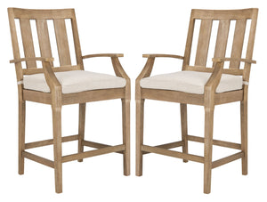 Safavieh SAN SALVADOR Patio Counter Stools – Stylish Eucalyptus Design for Outdoor Dining & Entertaining Natural / White CPT1020A-SET2