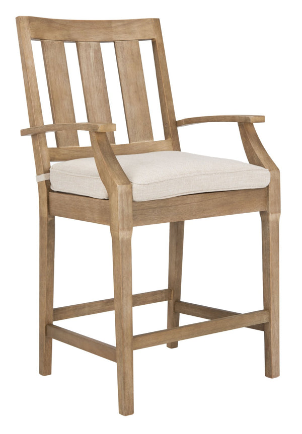 Safavieh SAN SALVADOR Patio Counter Stools – Stylish Eucalyptus Design for Outdoor Dining & Entertaining Natural / White CPT1020A-SET2