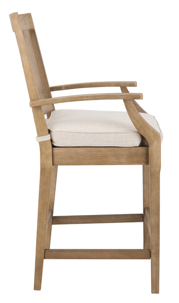 Safavieh SAN SALVADOR Patio Counter Stools – Stylish Eucalyptus Design for Outdoor Dining & Entertaining Natural / White CPT1020A-SET2