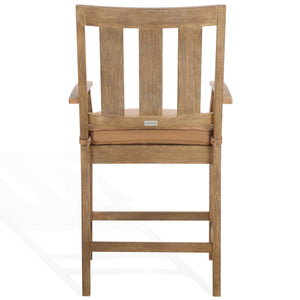 Safavieh San Salvador Patio Counter Stools - Stylish Eucalyptus Wood Design For Outdoor Entertaining Fun Natural ,Brown Wood ,Cushion Cpt1020b-set2