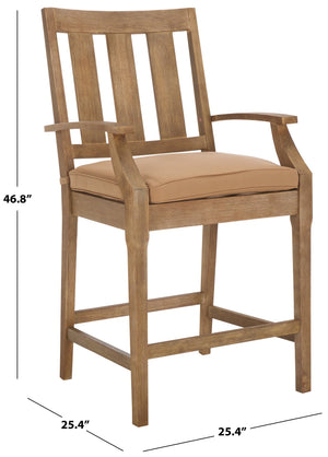 Safavieh San Salvador Patio Counter Stools - Stylish Eucalyptus Wood Design For Outdoor Entertaining Fun Natural ,Brown Wood ,Cushion Cpt1020b-set2