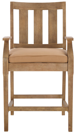 Safavieh San Salvador Patio Counter Stools - Stylish Eucalyptus Wood Design For Outdoor Entertaining Fun Natural ,Brown Wood ,Cushion Cpt1020b-set2