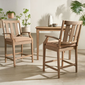 Safavieh San Salvador Patio Counter Stools - Stylish Eucalyptus Wood Design For Outdoor Entertaining Fun Natural ,Brown Wood ,Cushion Cpt1020b-set2