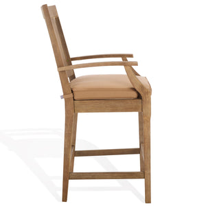 Safavieh San Salvador Patio Counter Stools - Stylish Eucalyptus Wood Design For Outdoor Entertaining Fun Natural ,Brown Wood ,Cushion Cpt1020b-set2