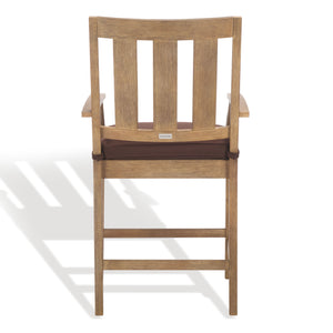 Safavieh San Salvador Patio Counter Stools - Stylish Eucalyptus Wood Design For Outdoor Entertaining Fun Natural ,Dark Brown Wood ,Cushion Cpt1020c-set2