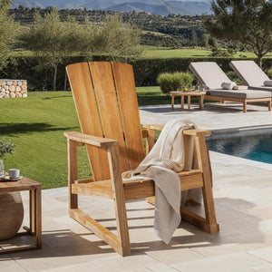 Safavieh SAN JUAN Adirondack Chair in Premium Brazilian Teak - Timeless Comfort for Outdoor Spaces CPT1021A