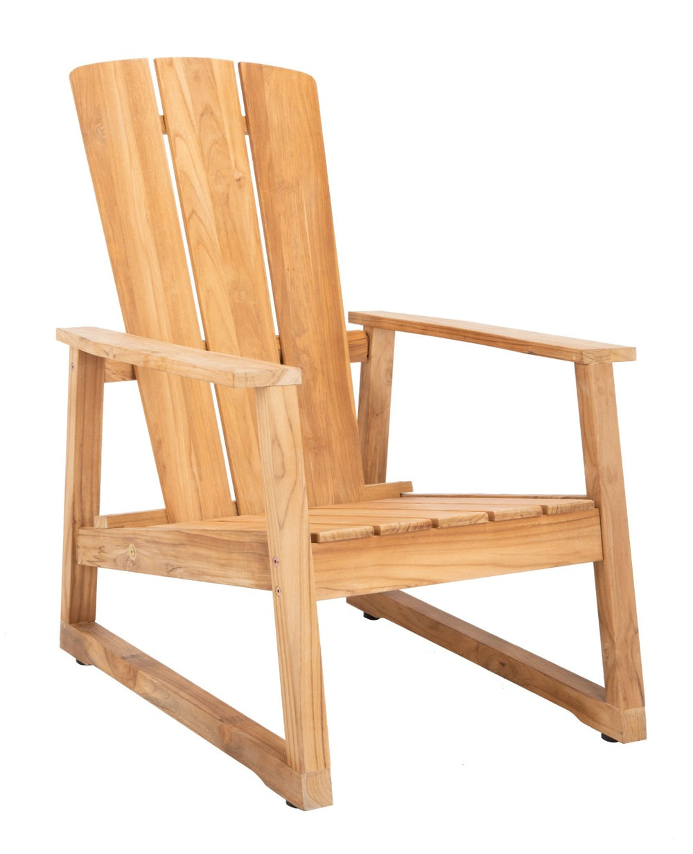 Safavieh SAN JUAN Adirondack Chair in Premium Brazilian Teak - Timeless Comfort for Outdoor Spaces CPT1021A