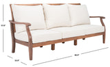 Safavieh Payden Outdoor 3 Seat Sofa Natural / Beige Wood / Fabric / Foam