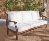 Safavieh Payden Outdoor 3 Seat Sofa Natural / Beige Wood / Fabric / Foam