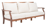 Safavieh Payden Outdoor 3 Seat Sofa Natural / Beige Wood / Fabric / Foam