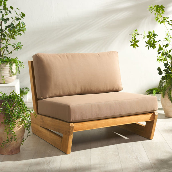 Safavieh JULIANNE Brazilian Teak Patio Chair - Timeless Outdoor Comfort with Durable Style for Relaxation Natural / Brown CPT1031B
