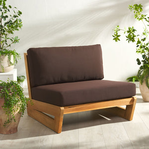 Safavieh JULIANNE Brazilian Teak Patio Chair - Timeless Outdoor Comfort with Durable Style for Relaxation Natural / Dark Brown CPT1031C