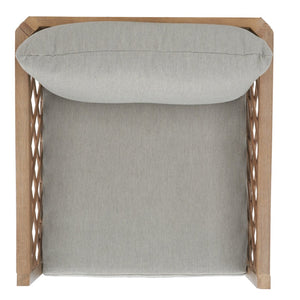 Safavieh FIJI Wood Patio Chair - Stylish Brown Frame with Light Grey Cushions for Ultimate Outdoor Comfort CPT1036A