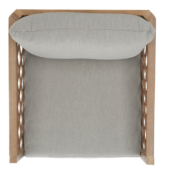 Safavieh FIJI Wood Patio Chair - Stylish Brown Frame with Light Grey Cushions for Ultimate Outdoor Comfort CPT1036A