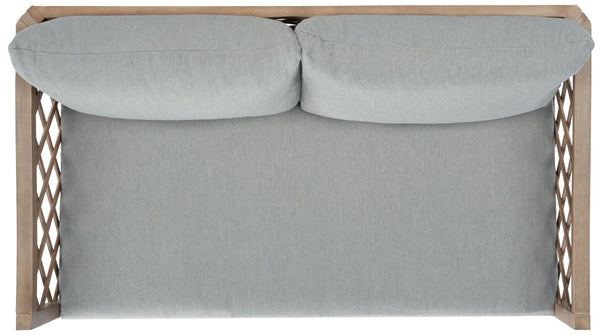 Safavieh FIJI Patio Sofa - Stylish Brown Wood Frame with Light Grey Cushions for Modern Outdoor Comfort CPT1037A