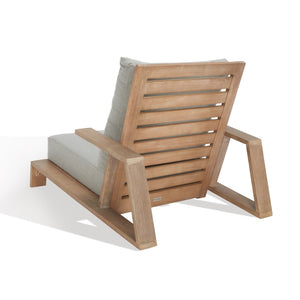 Safavieh LANAI Wood Patio Chair - Brown Frame with Light Grey Cushions for Timeless Outdoor Comfort & Style CPT1038A
