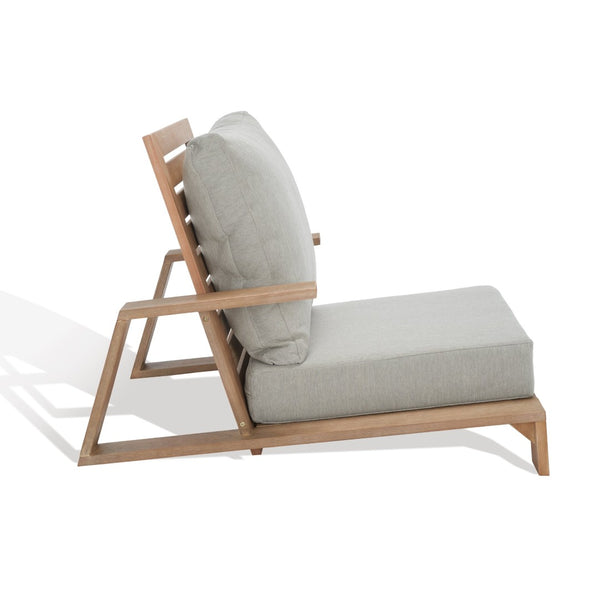 Safavieh LANAI Wood Patio Chair - Brown Frame with Light Grey Cushions for Timeless Outdoor Comfort & Style CPT1038A