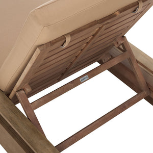Safavieh LANAI Wood Chaise Lounge Chair - Stylish Outdoor Seating for Relaxation and Elegant Patios Natural / Brown CPT1039B