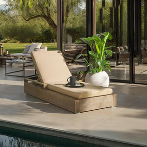 Safavieh LANAI Wood Chaise Lounge Chair - Stylish Outdoor Seating for Relaxation and Elegant Patios Natural / Brown CPT1039B