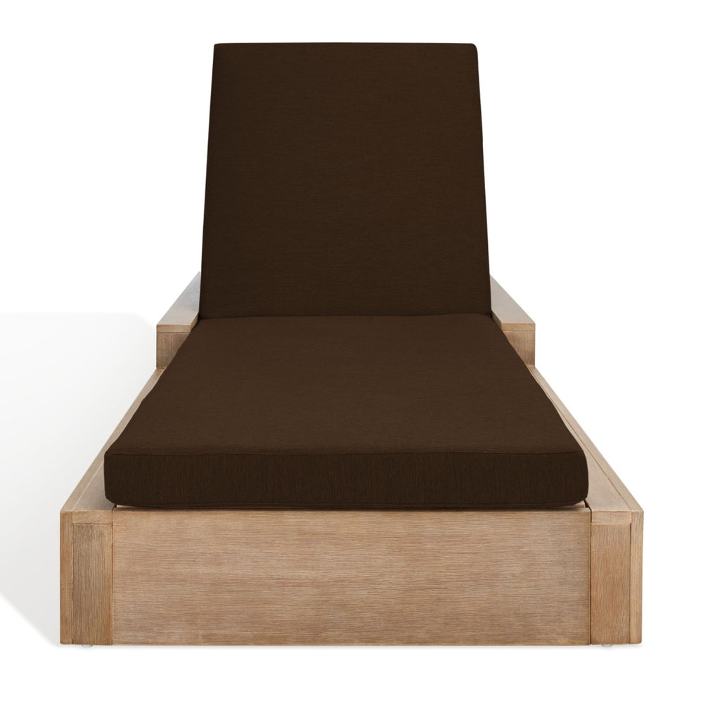 Safavieh LANAI Wood Chaise Lounge Chair - Stylish Outdoor Seating for Relaxation and Elegant Patios Natural / Dark Brown CPT1039C