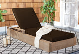 Safavieh Lanai Wood Chaise Lounge Chair Natural / Dark Brown CPT1039C