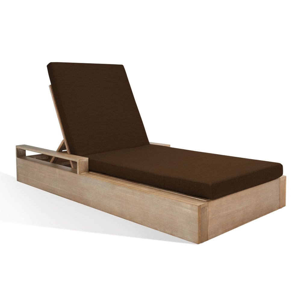 Safavieh LANAI Wood Chaise Lounge Chair - Stylish Outdoor Seating for Relaxation and Elegant Patios Natural / Dark Brown CPT1039C