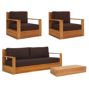 Safavieh KAUAI Brazilian Teak Patio Chair – Elegant Outdoor Seating with Plush Cushions for Ultimate Comfort Natural / Dark Brown CPT1040C