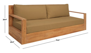 Safavieh Kauai Brazilian Teak Patio Sofa Natural / Brown CPT1041B-2BX