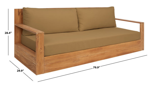 Safavieh Kauai Brazilian Teak Patio Sofa Natural / Brown CPT1041B-2BX